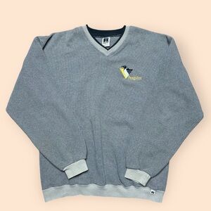 Vintage 1990s Pittsburgh Penguins Russell Athletic Sweatshirt Large Tan Vtg 90s